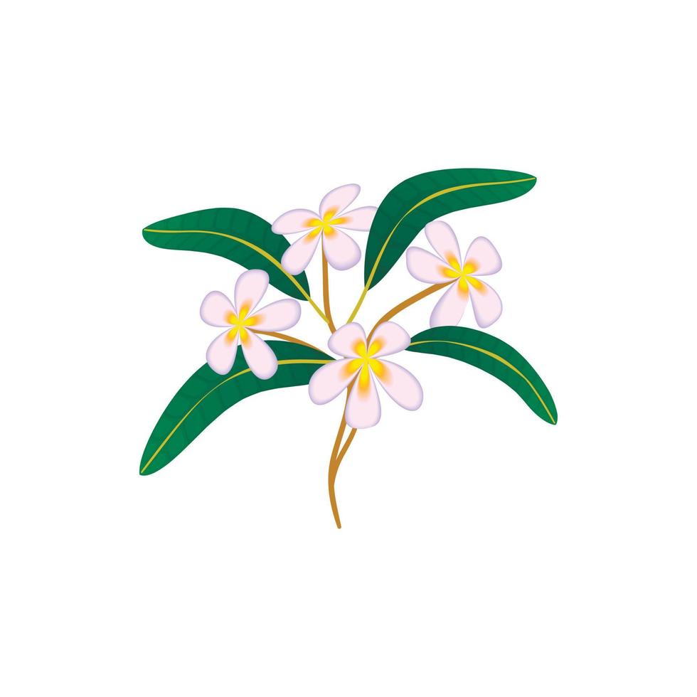 flor, plumeria, icono, caricatura, estilo vector