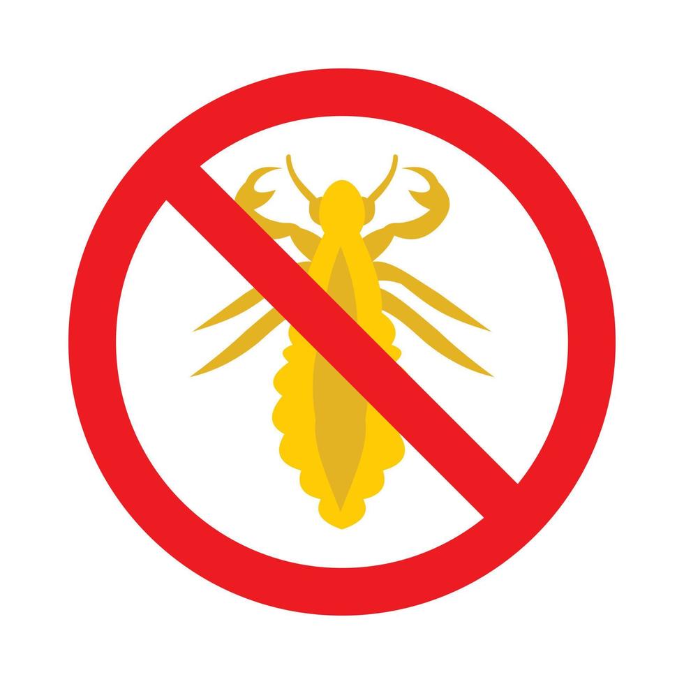 Prohibition sign insects icon, flat style vector