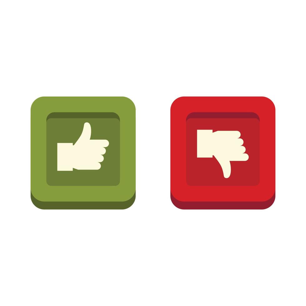 Signs hand up and down in squares icon, flat style vector