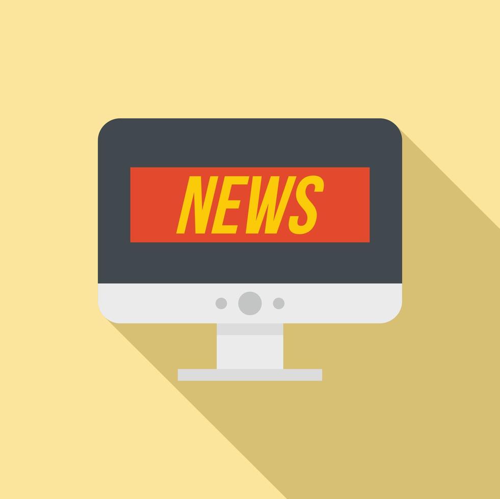 Tv online news icon, flat style vector