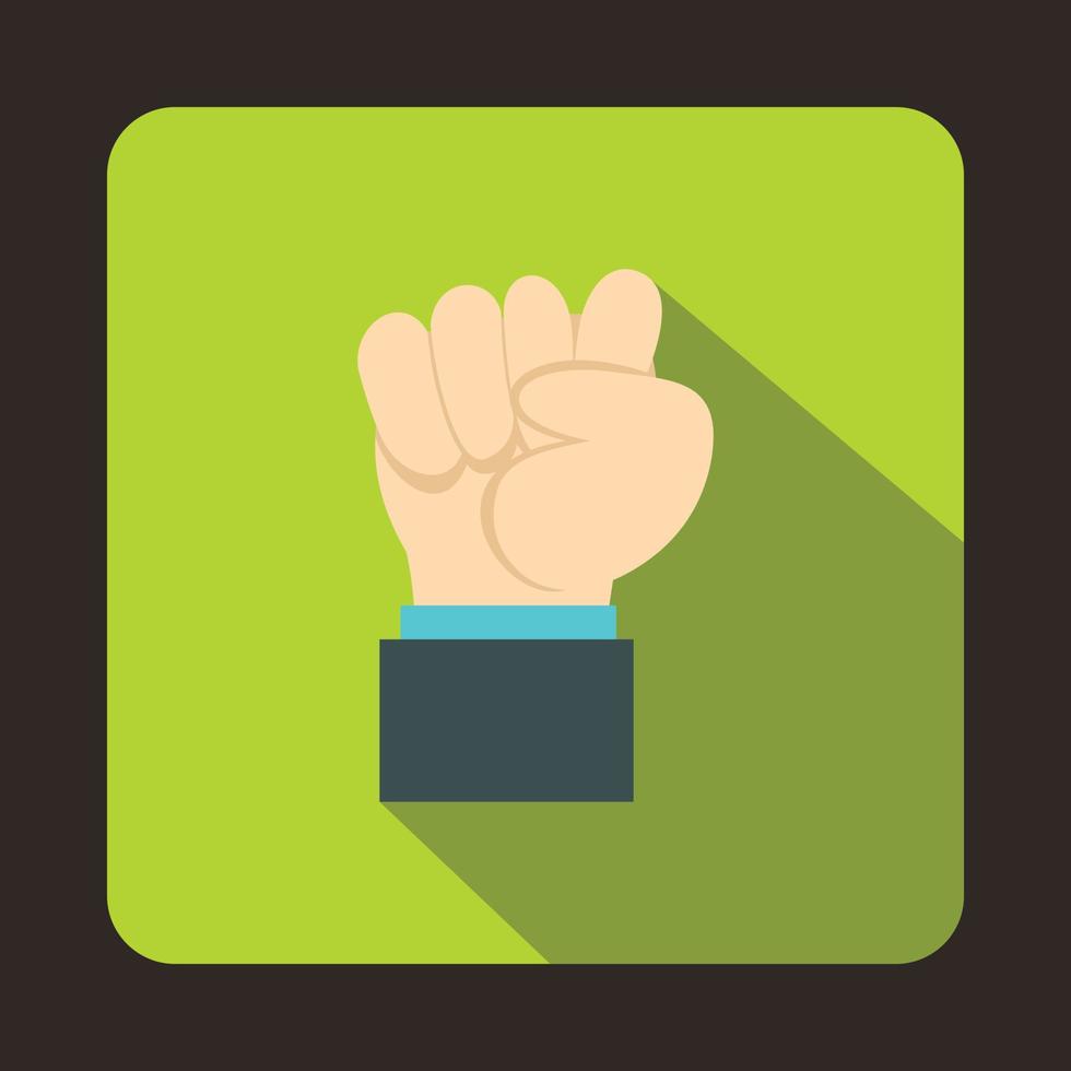 Raised up clenched male fist icon, flat style vector