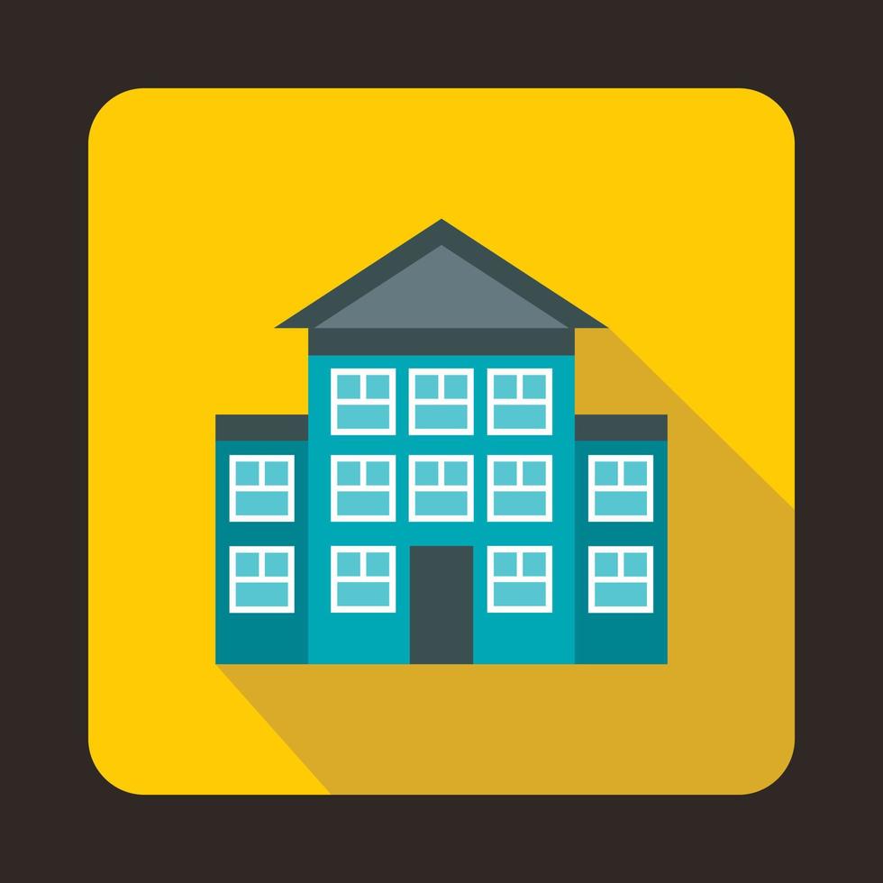 Bank building icon, flat style vector