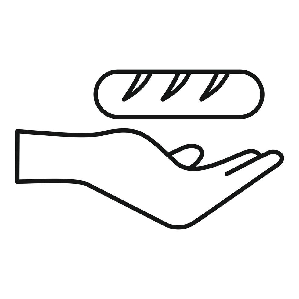 mano tomar donar icono de pan, estilo de esquema vector