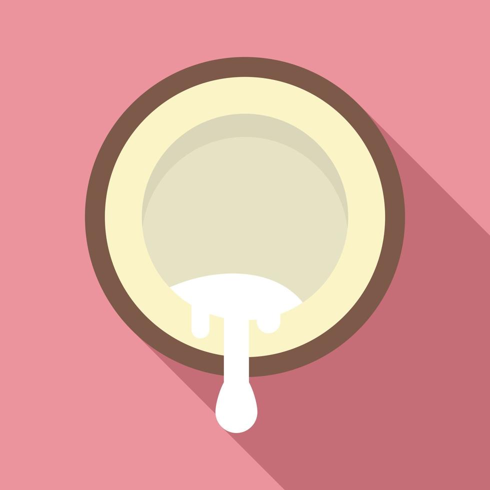 icono de coco medio cortado, estilo plano vector