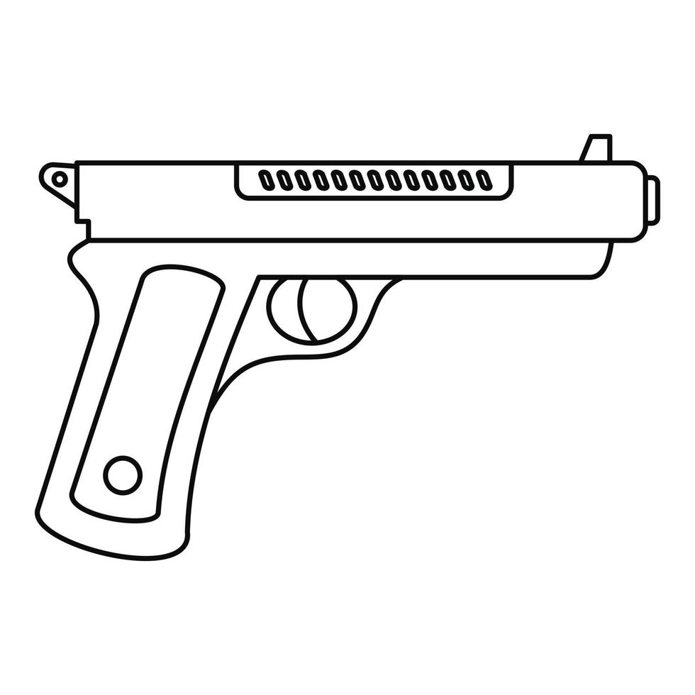 Gangster pistol icon, outline style vector