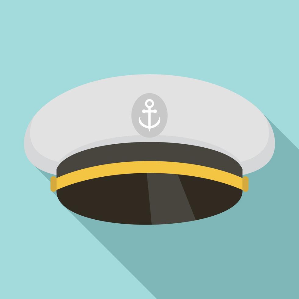 icono de gorra de capitán de barco, estilo plano vector