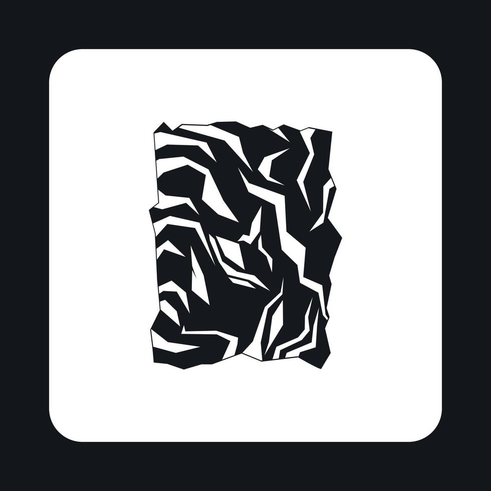 Crumpled paper icon, simple style vector