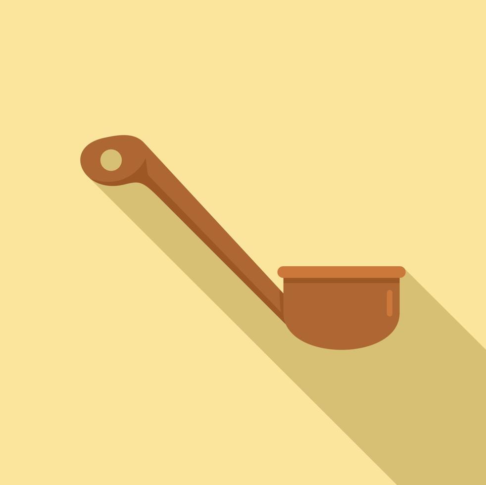 Sauna wood spoon icon, flat style vector