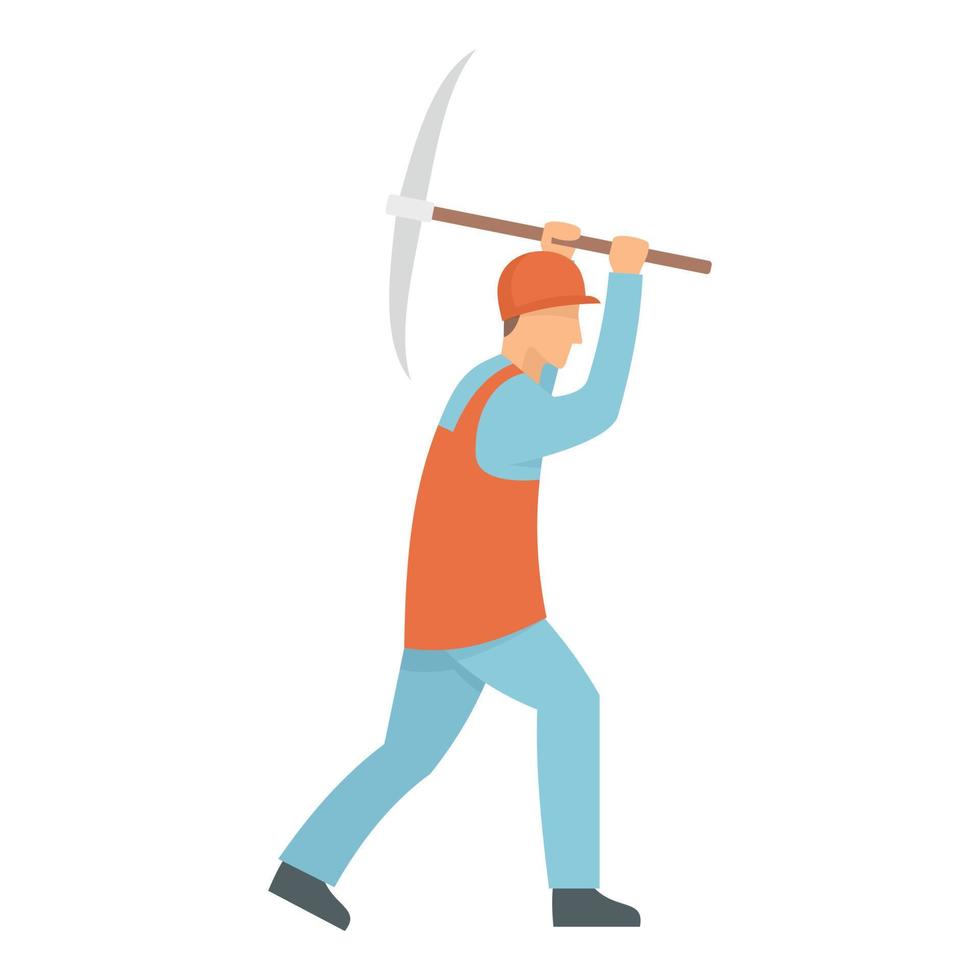 Miner working icon, flat style vector