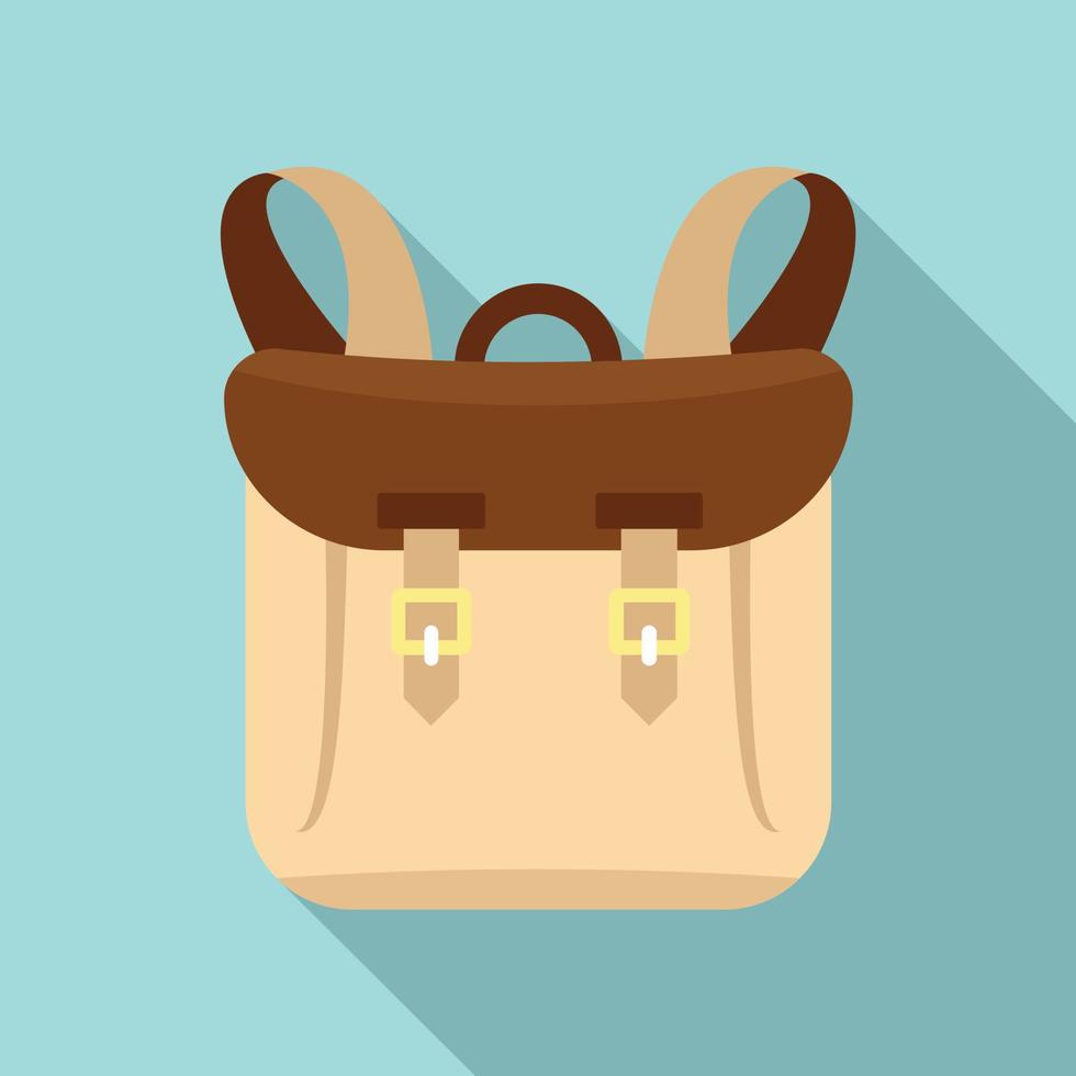 Adventure backpack icon, flat style vector