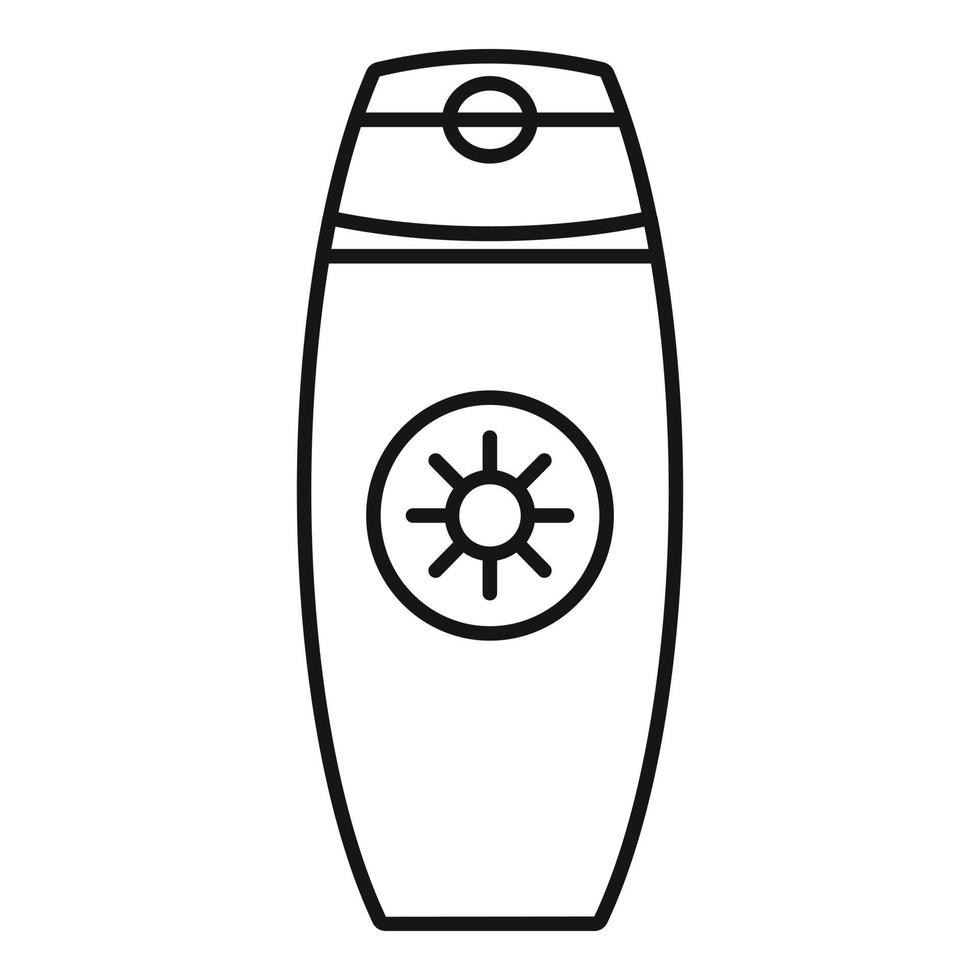 Sunscreen bottle cream icon, outline style vector