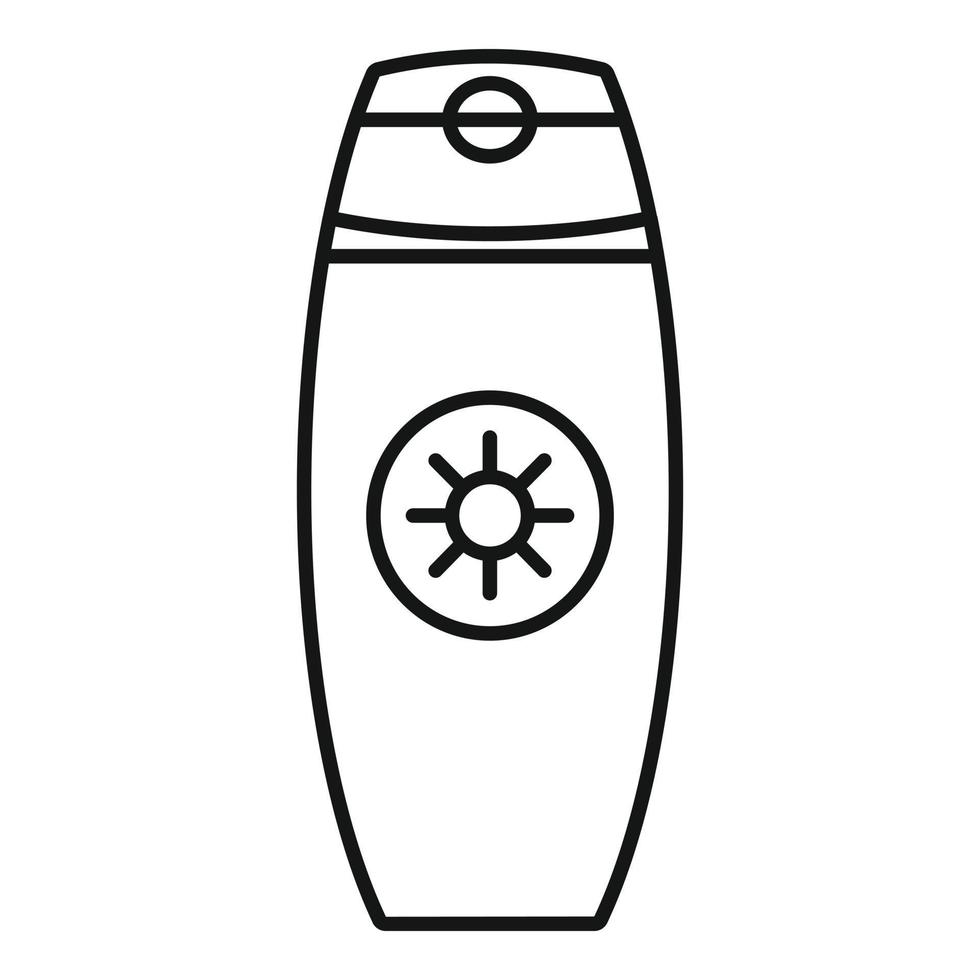 Sunscreen bottle cream icon, outline style vector