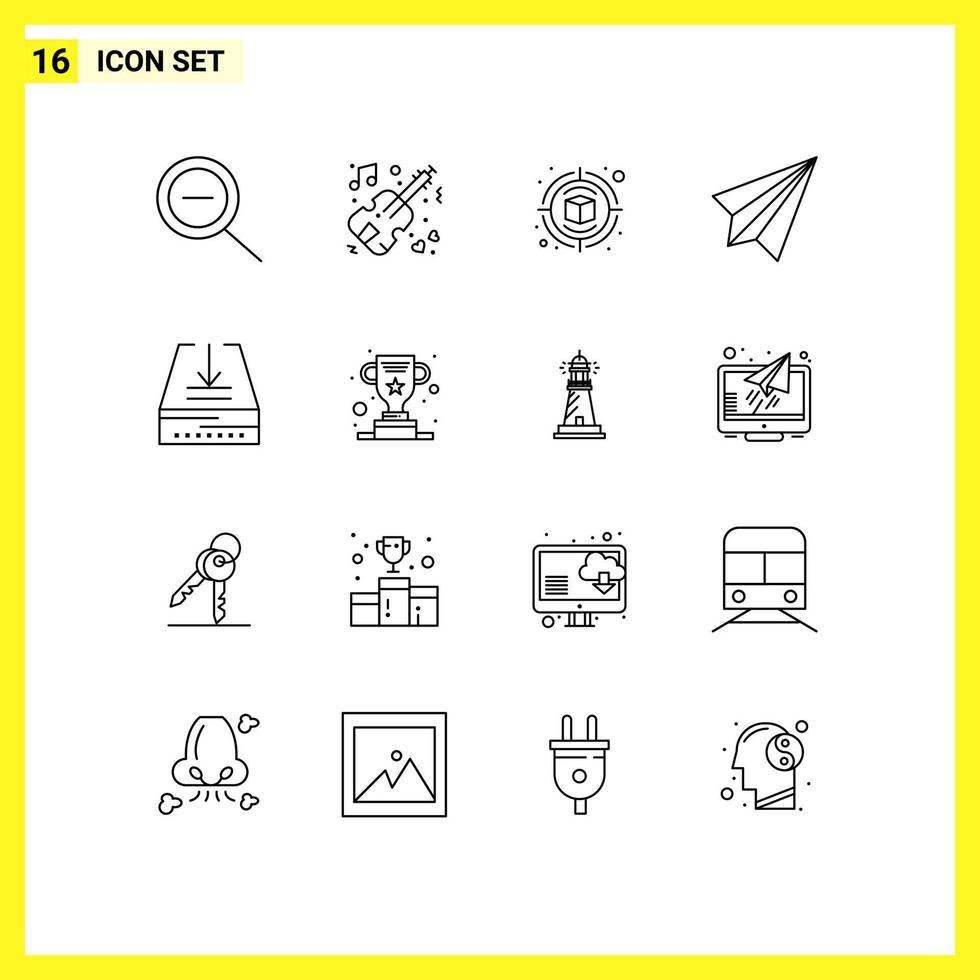 16 Universal Outline Signs Symbols of inbox download design send contact us Editable Vector Design Elements