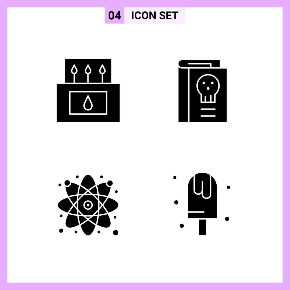 4 Icons in Solid Style Glyph Symbols on White Background Creative Vector Signs for Web mobile and Print