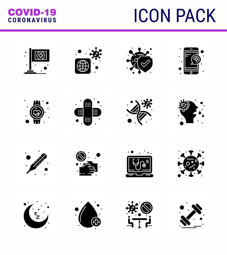 Corona virus disease 16 Solid Glyph Black icon pack suck as medical beat disease service online viral coronavirus 2019nov disease Vector Design Elements