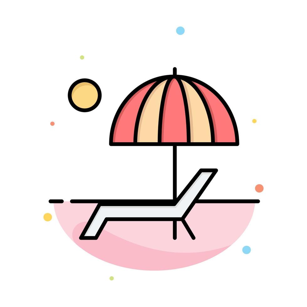 Beach Umbrella Bench Enjoy Summer Abstract Flat Color Icon Template vector