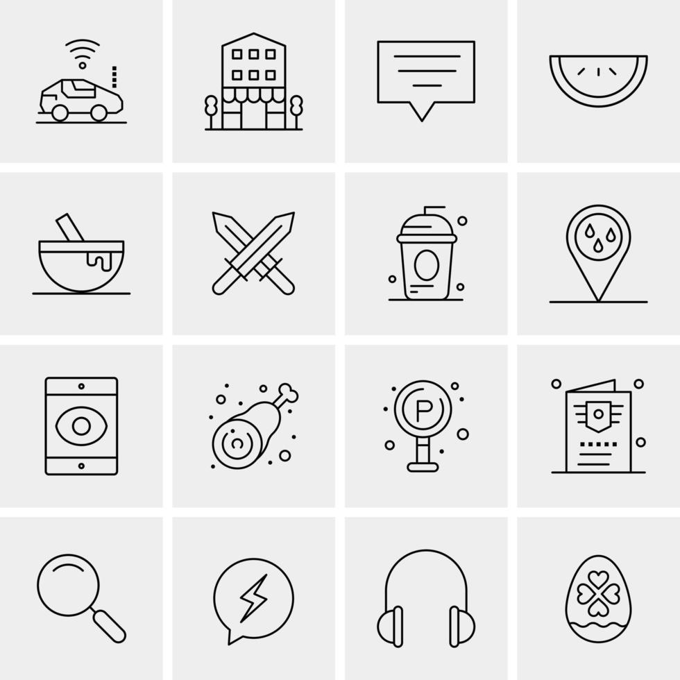 16 iconos de negocios universales vector ilustración de icono creativo para usar en proyectos relacionados con la web y dispositivos móviles