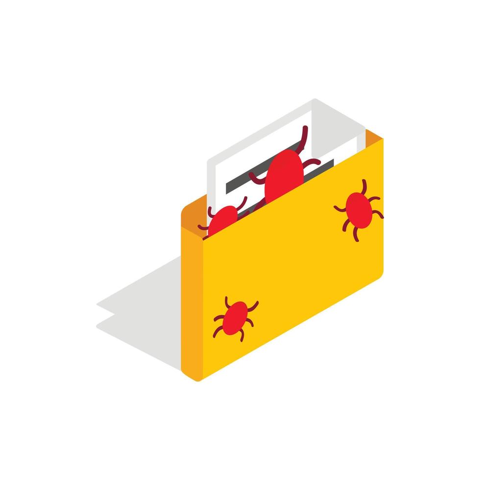 Infected email icon in isometric 3d style vector