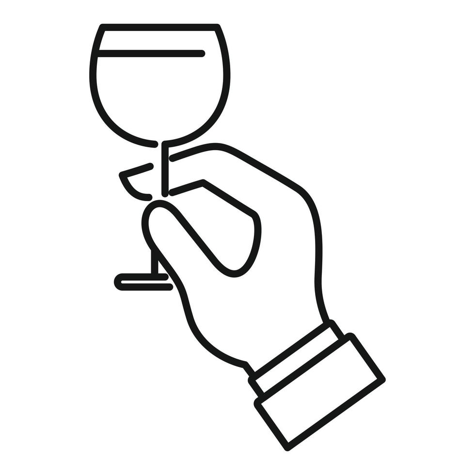 Sommelier glass hand icon, outline style vector