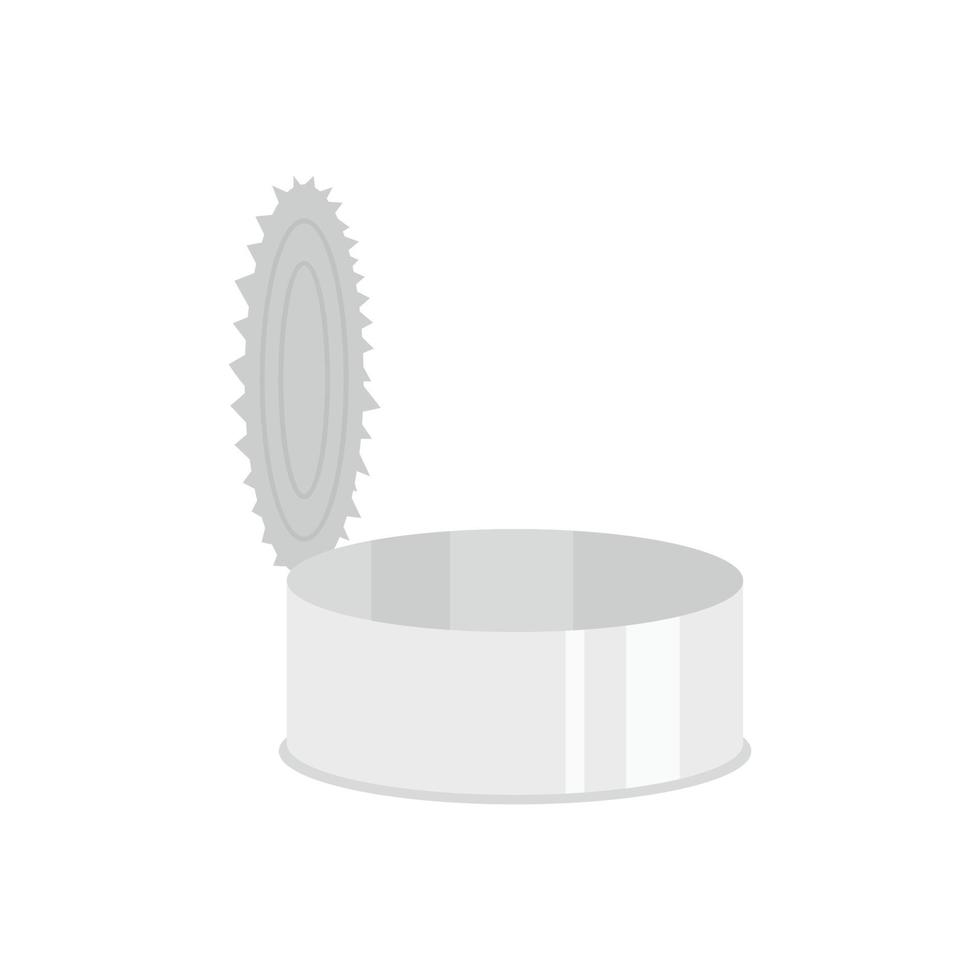 Open silver tin can icon, flat style vector