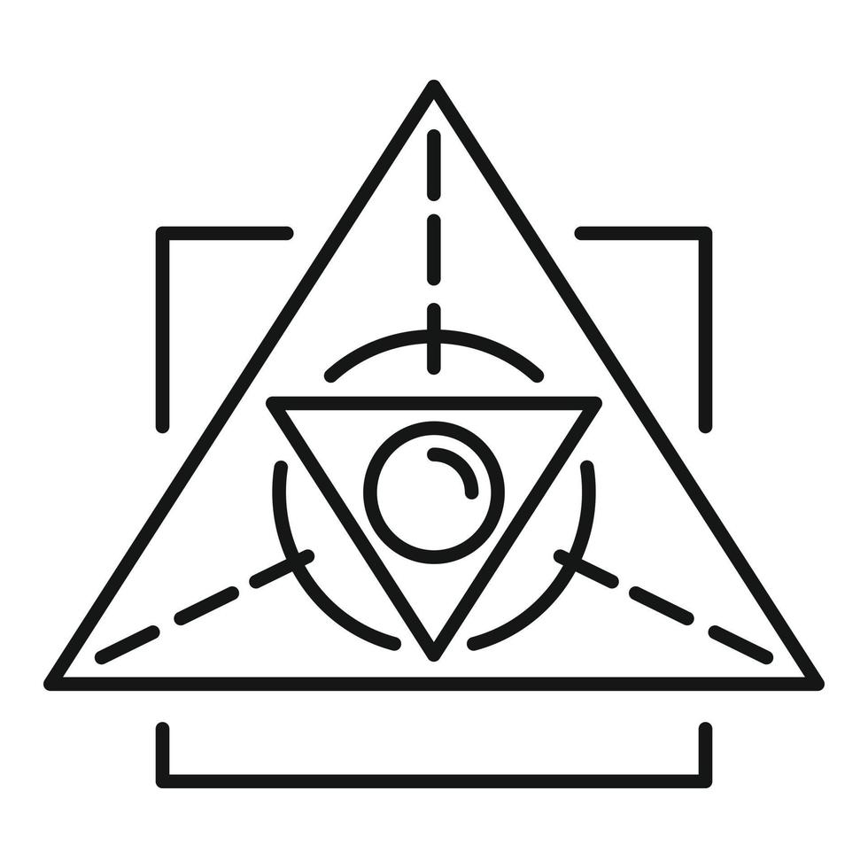 Magic alchemy triangle icon, outline style vector