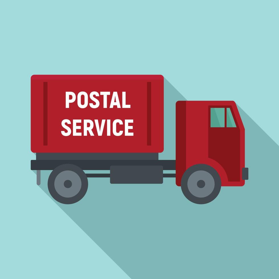 Postal service truck icon, flat style vector