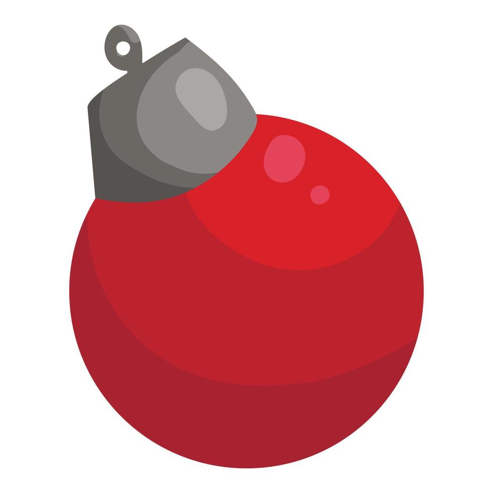 Red Christmas ball icon, cartoon style vector