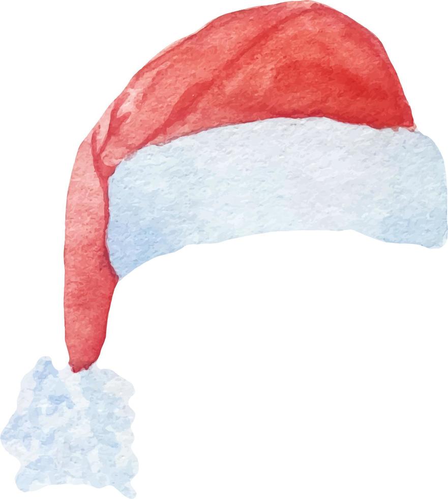 Watercolor Santa Claus red hat isolated on white background vector