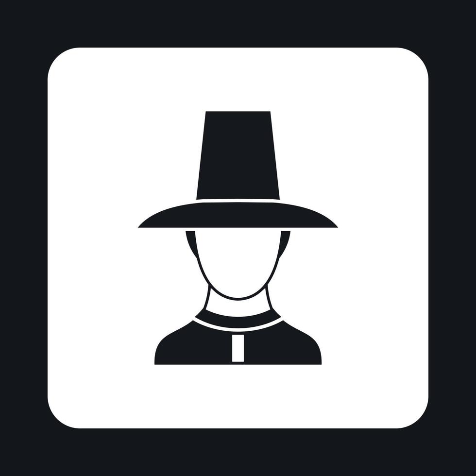 hombre asiático en icono de sombrero, estilo simple vector