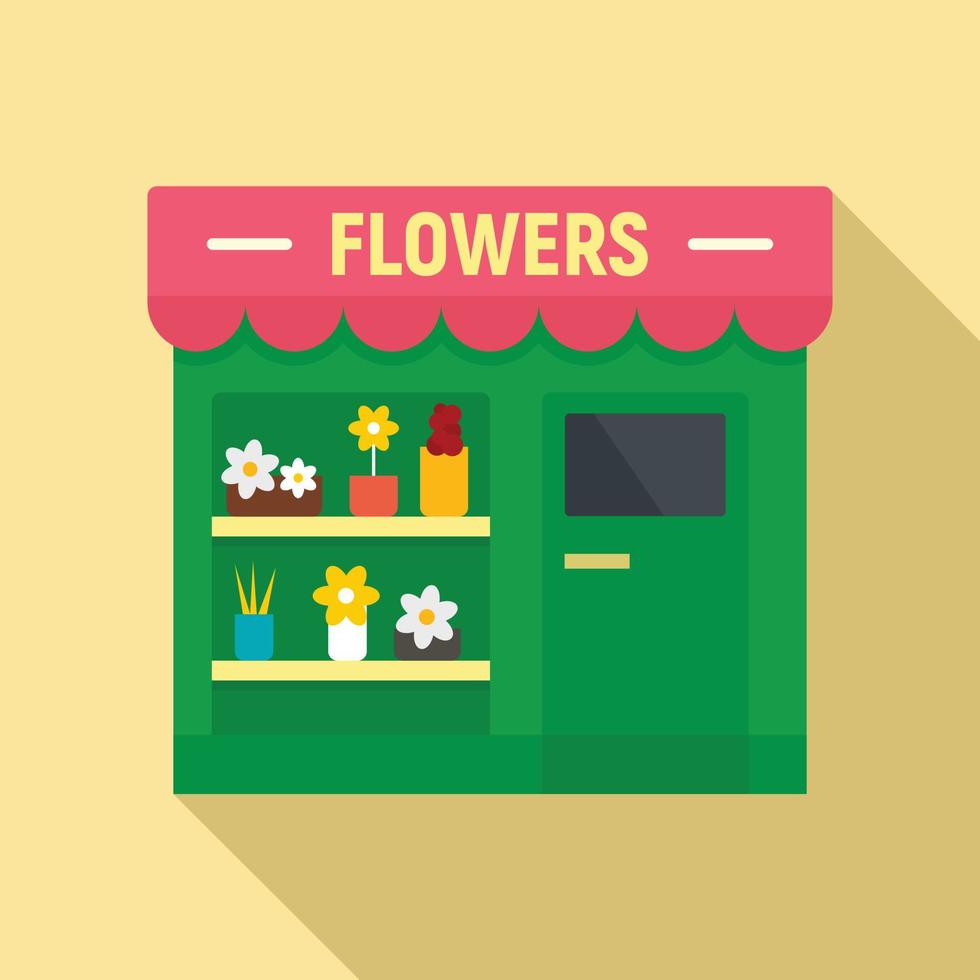 icono de la tienda de la calle flores, estilo plano vector