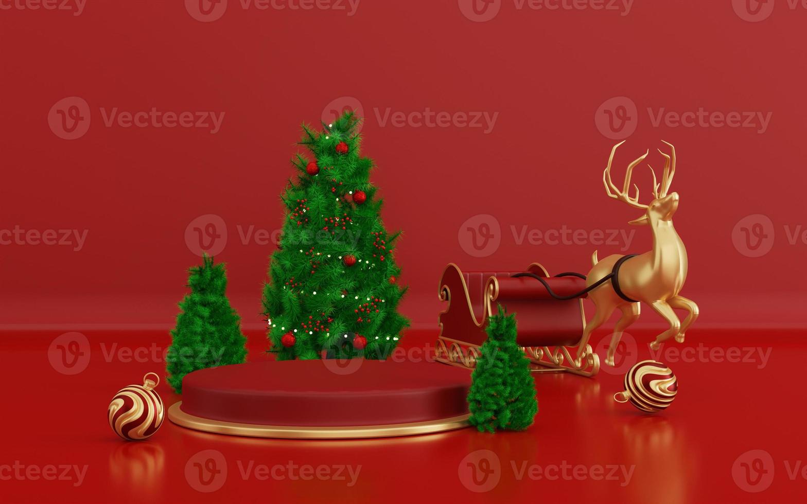 3D Christmas illustration with podium display product photo