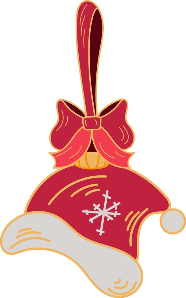 Christmas decoration with red and golden Santa cap on ribbon. Isolated on white background vector