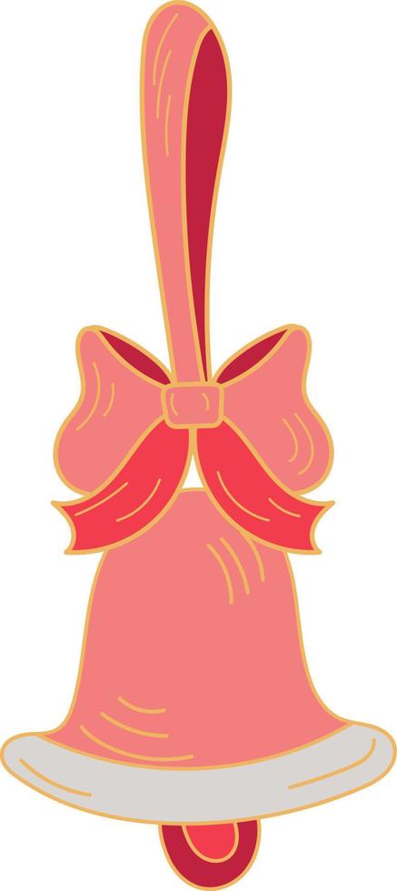 Christmas decoration with pink bell on a ribbon. Isolated on white background vector