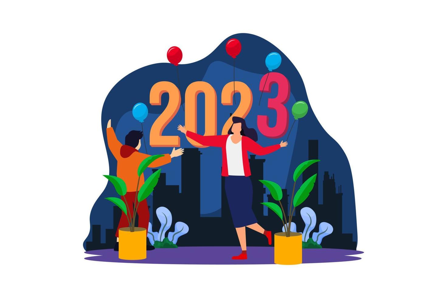 2023 Welcome Celebrate Flat Design vector