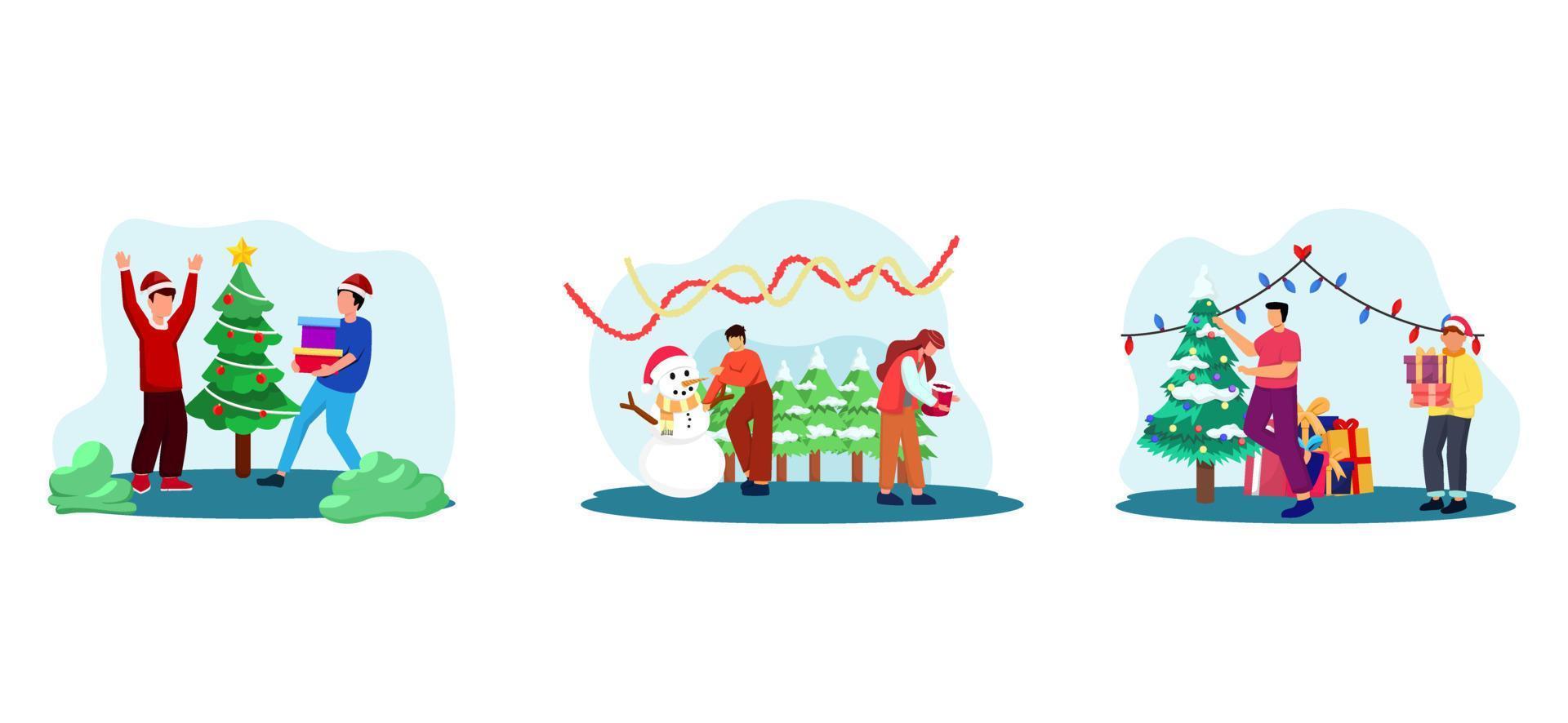 Christmas Celebrate Flat Bundle Design vector