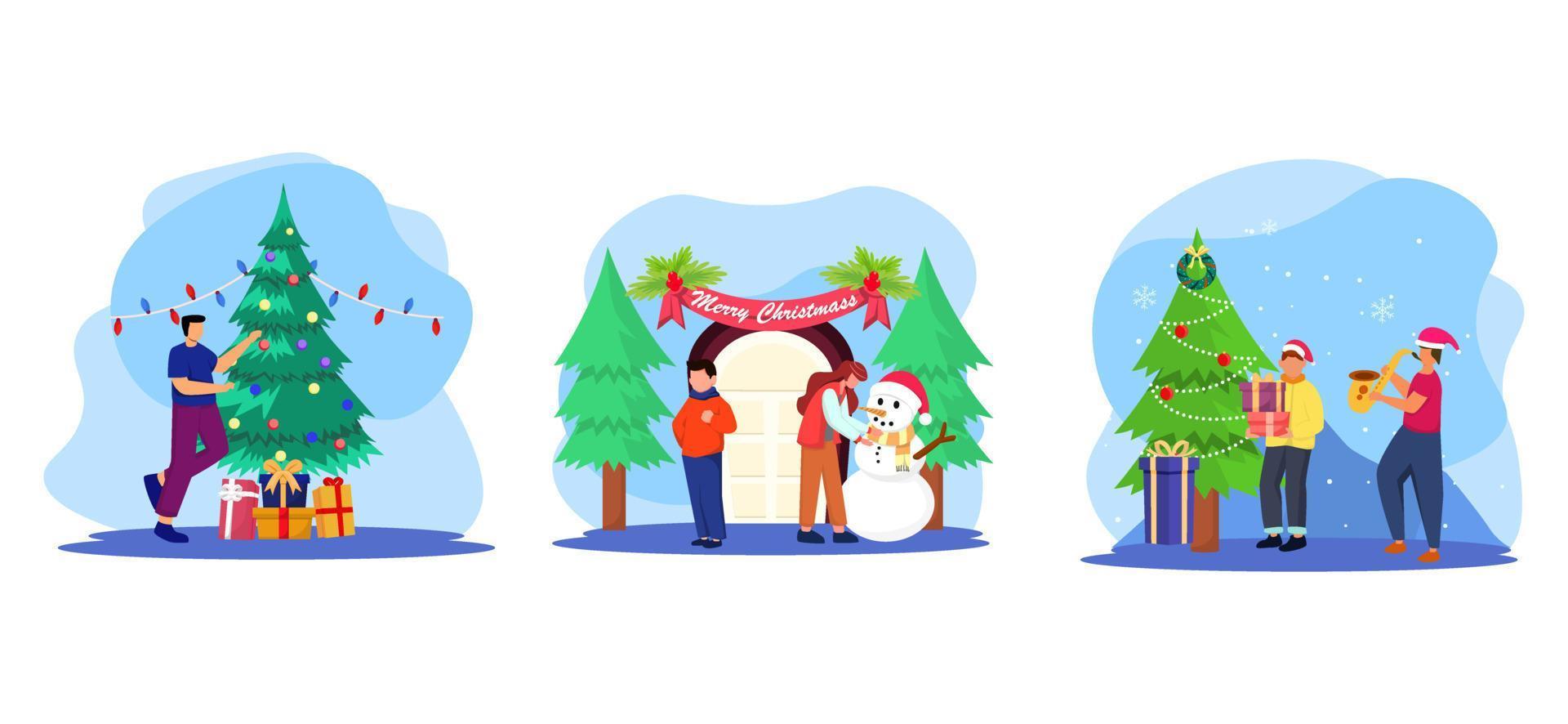 Kinds of Christmas Celebrations Flat Bundle Design vector