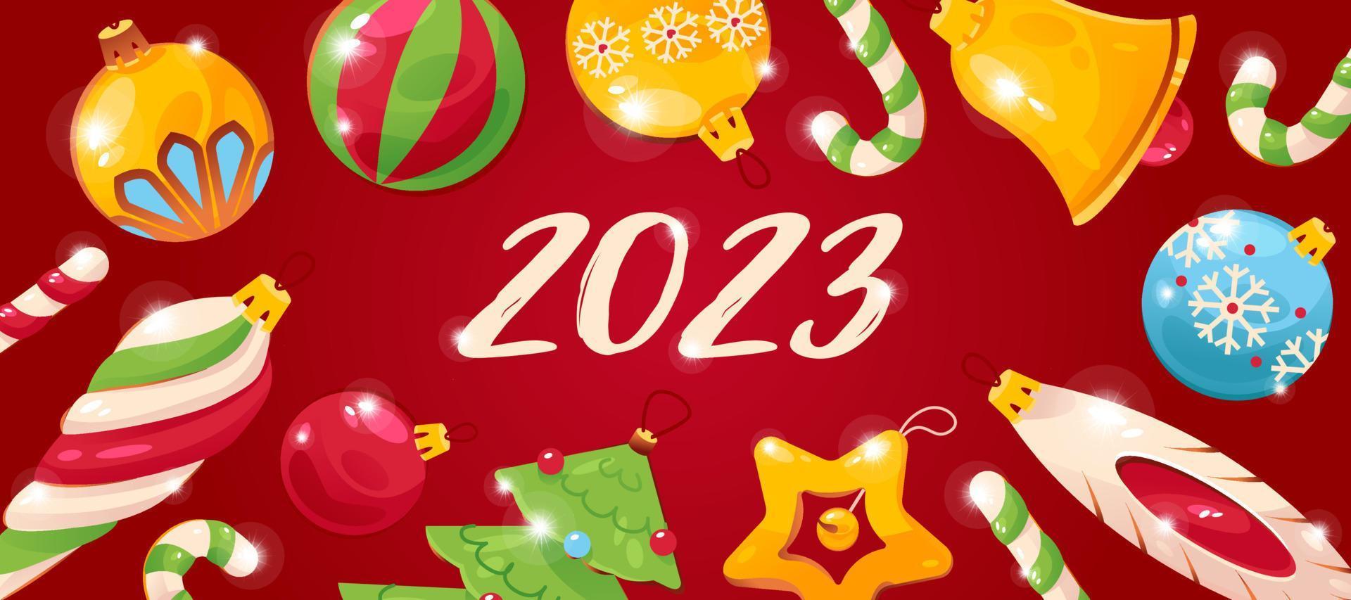 Rafflesia Arnoldi soporte petróleo crudo feliz año nuevo 2023, postal, pancarta con adornos navideños. ilustración  vectorial 14602210 Vector en Vecteezy