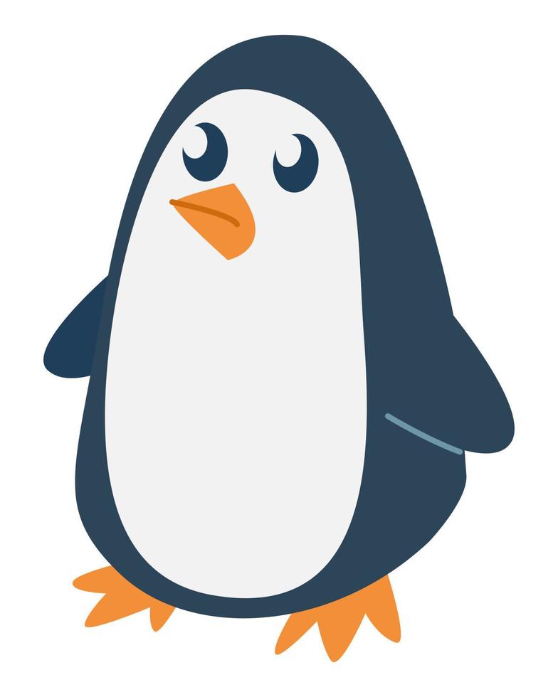 lindo personaje de pingüino. estilo de dibujos animados, garabato simple. fondo blanco aislado. ilustración vectorial de invierno. para plantilla, impresión, pegatina, etc. ilustración vectorial vector