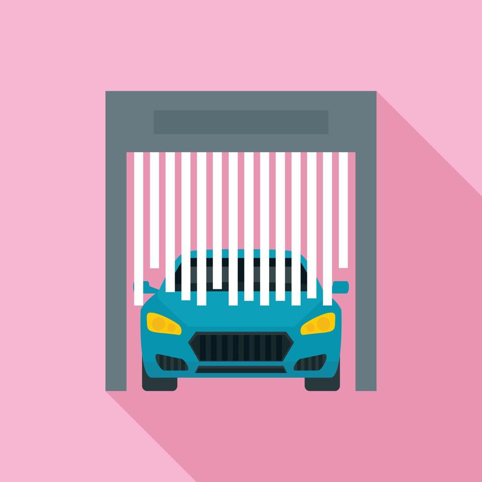 Car exit from wash garage icon, flat style vector