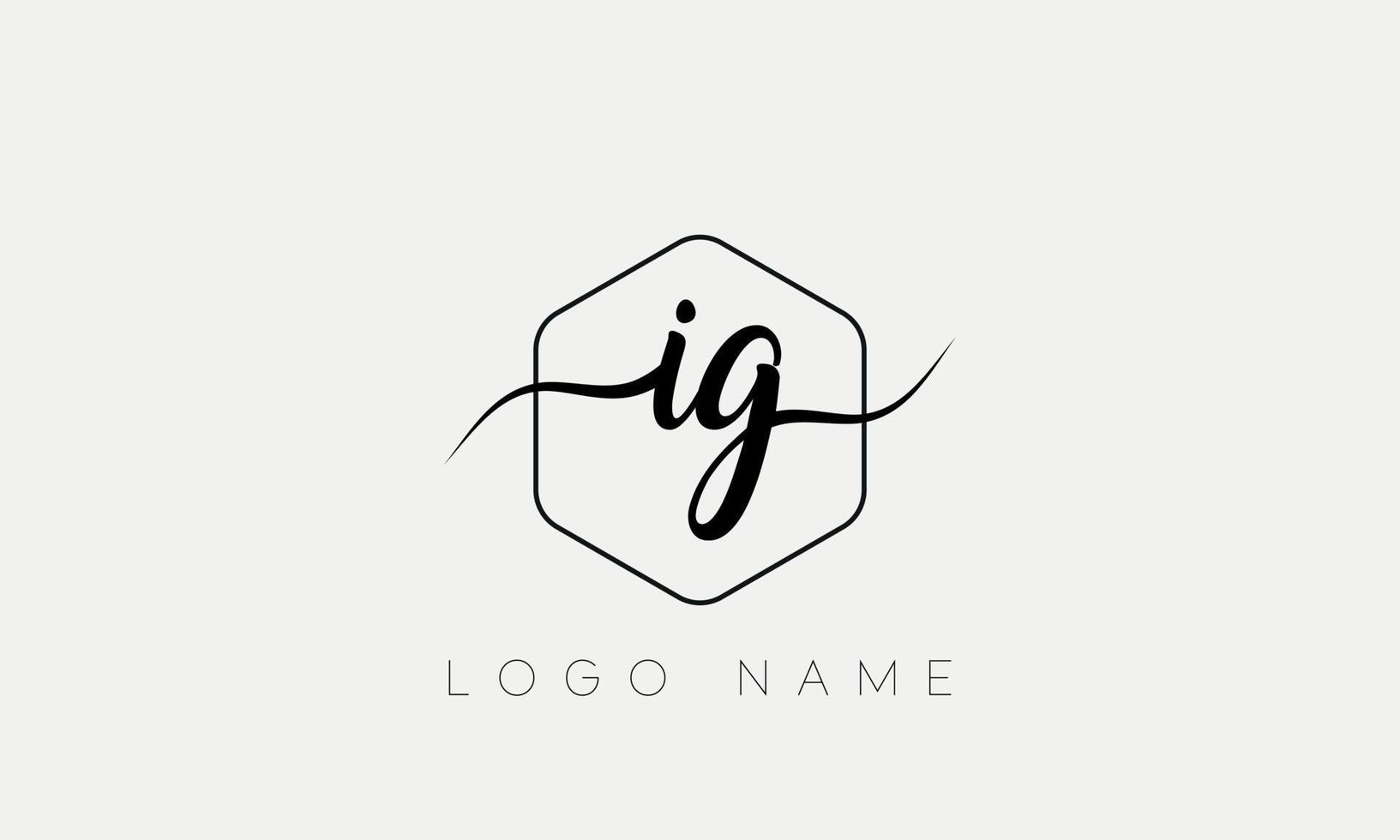 Handwriting letter IG logo pro vector file pro Vector Pro Vector