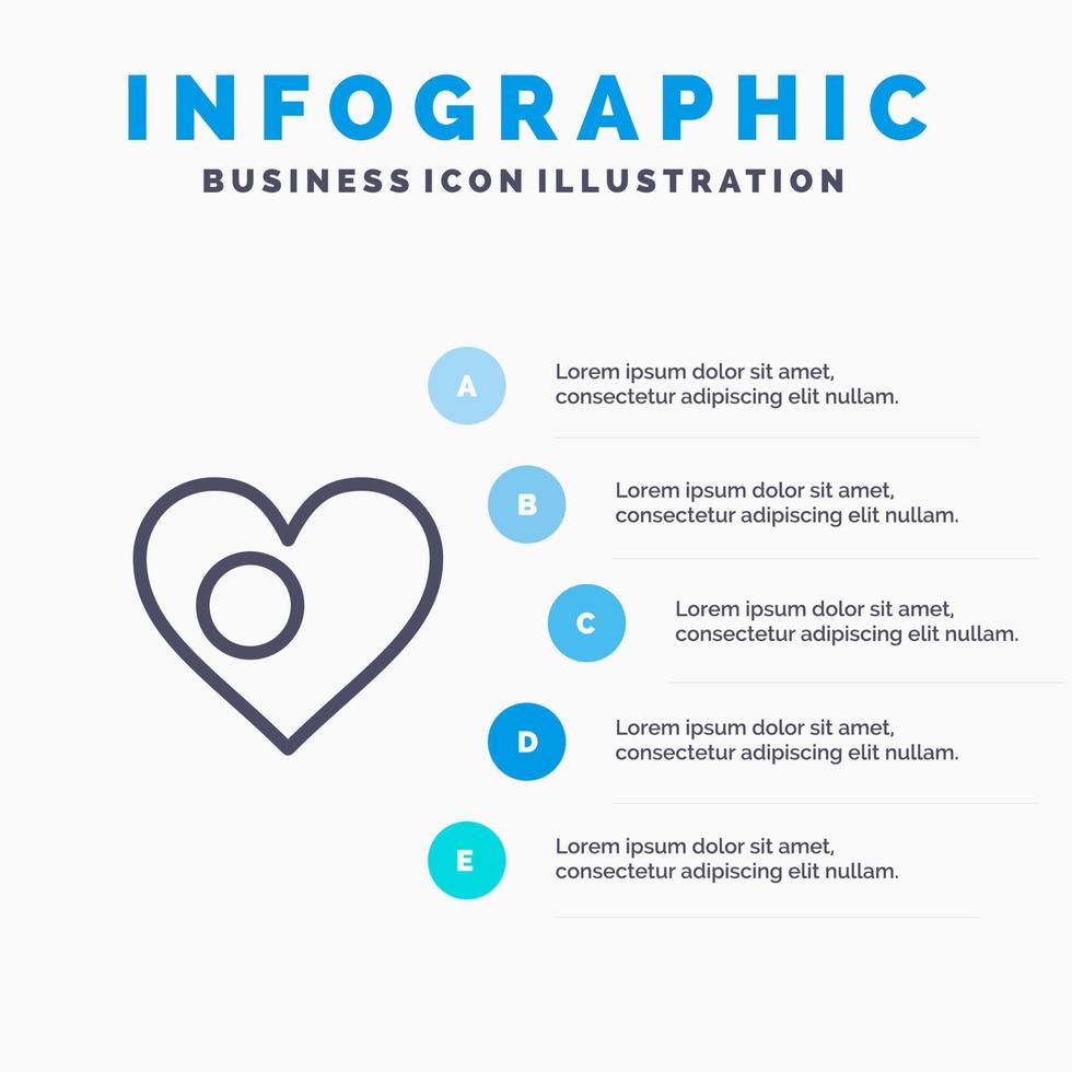 Heart Bangla Bangladesh Country Flag Line icon with 5 steps presentation infographics Background vector