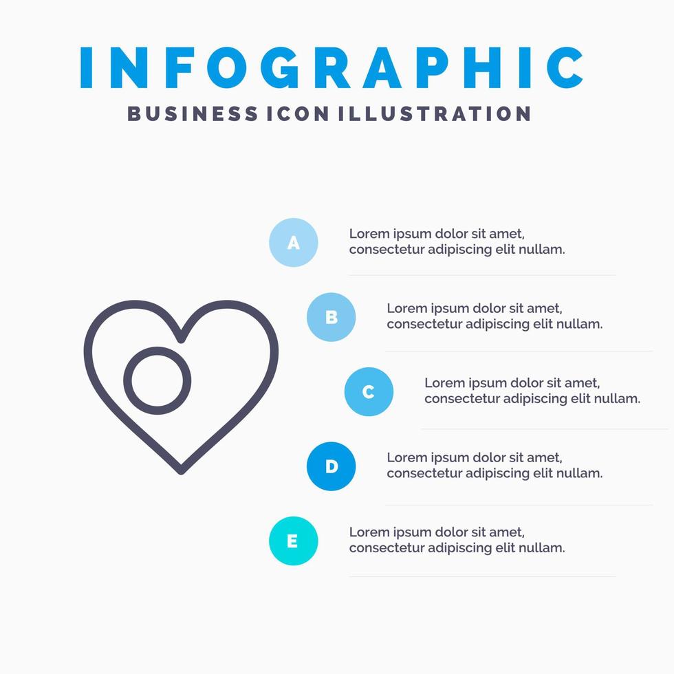 corazón bangla bangladesh país bandera línea icono con 5 pasos presentación infografía fondo vector