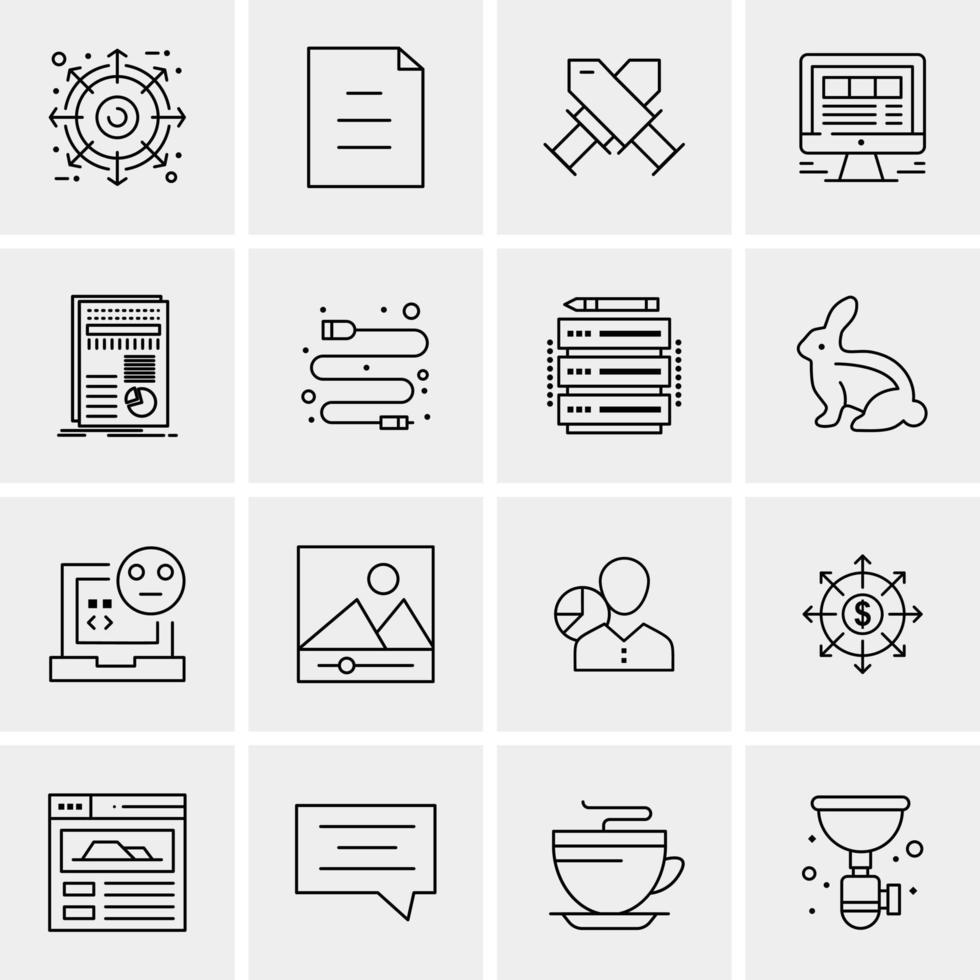 16 iconos de negocios universales vector ilustración de icono creativo para usar en proyectos relacionados con la web y dispositivos móviles