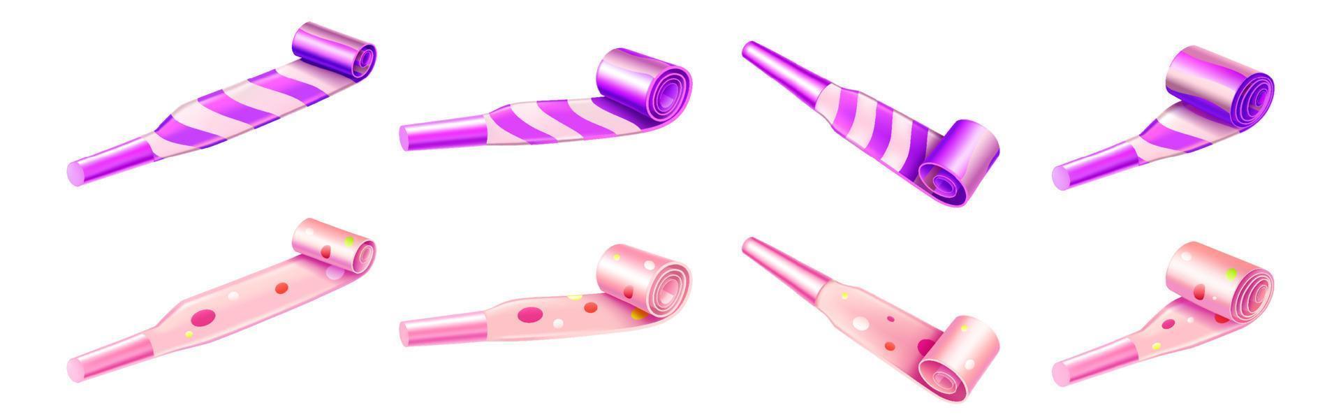 Party horn blowers with color stripes and dots vector