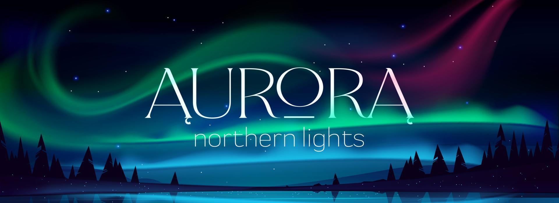 Aurora borealis poster, northern lights vector