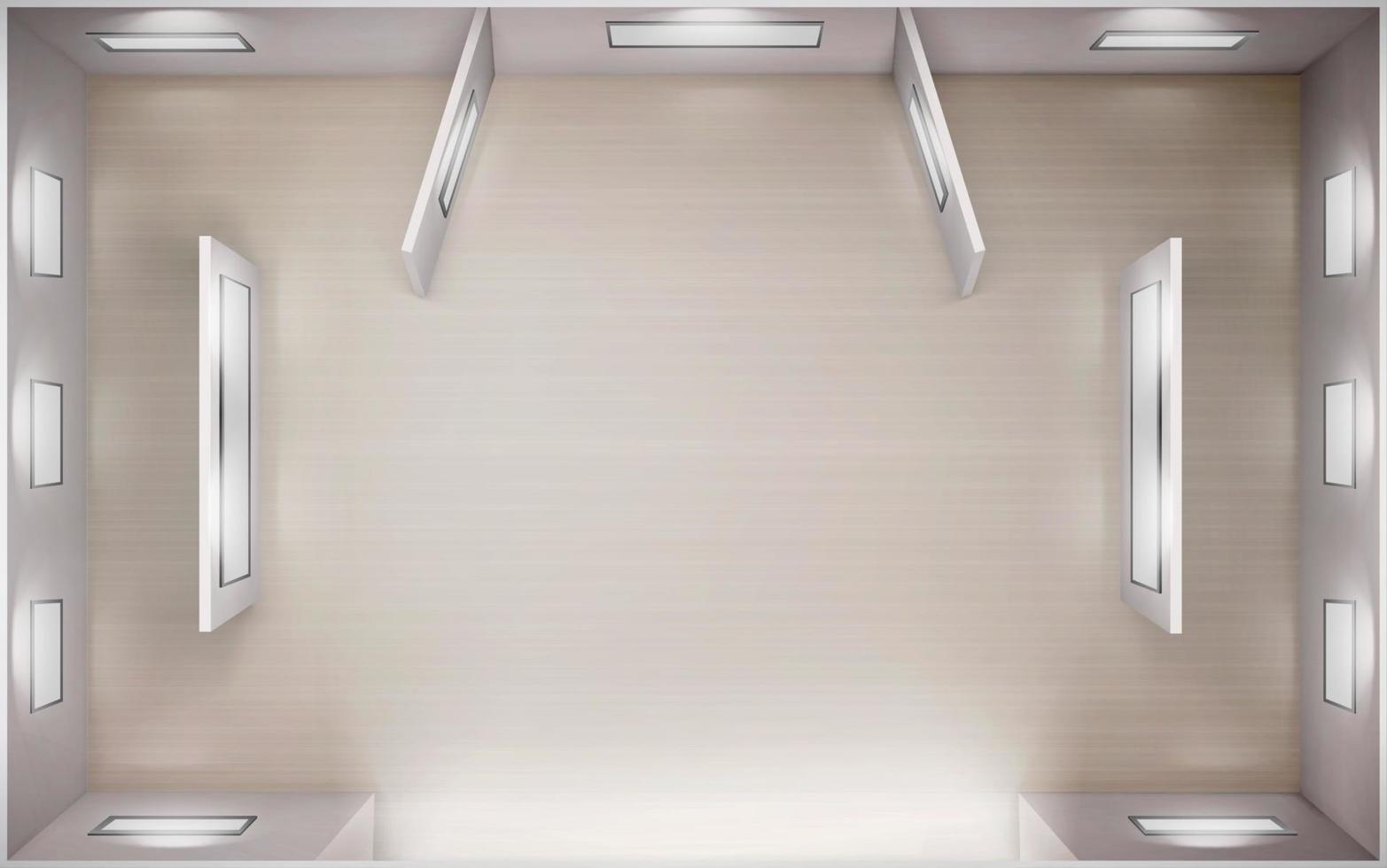Museum empty interior top view, art gallery render vector