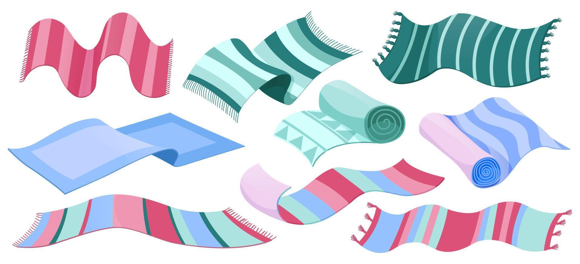 Carpet collection, cloth mats, floor rugs vector