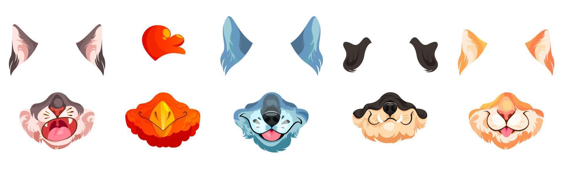 filtro facial con máscaras de animales para video chat vector