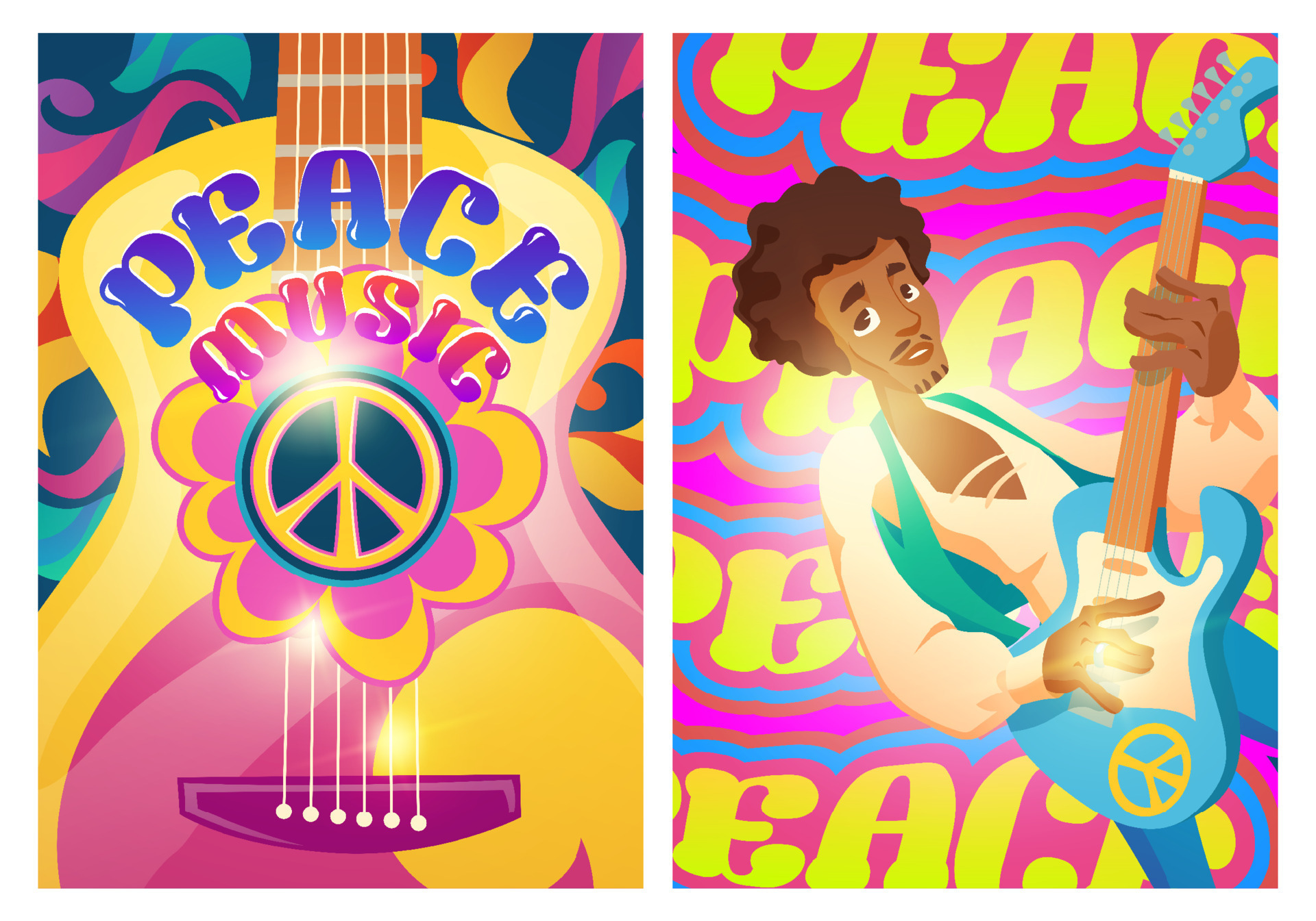 Peace Music Posters With Hippie Sign And Guitar 14603164 Vector Art At peace-music-posters-with-hippie-sign-and-guitar-14603164-vector-art-at