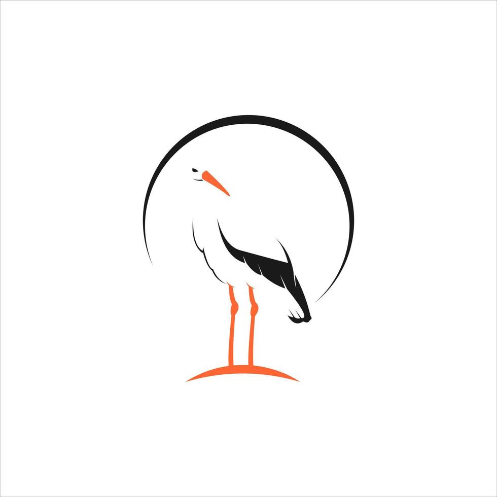 logotipo de cigüeña de pie caricatura simple de vector para diseño de imágenes prediseñadas